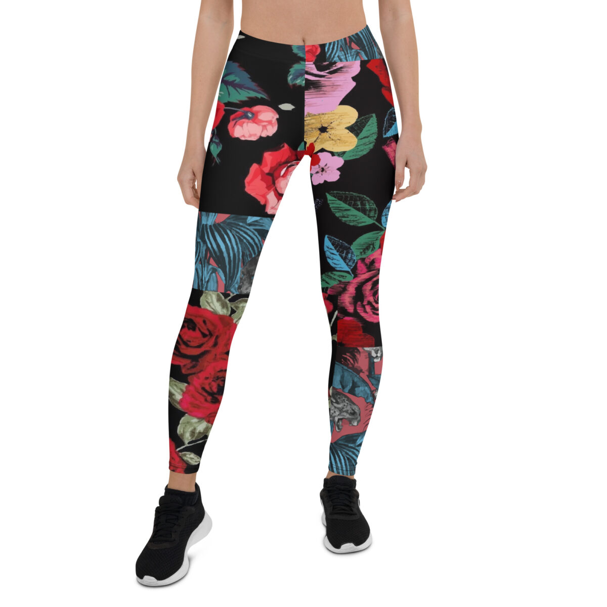 Leggings Floral Black Red - Image 2