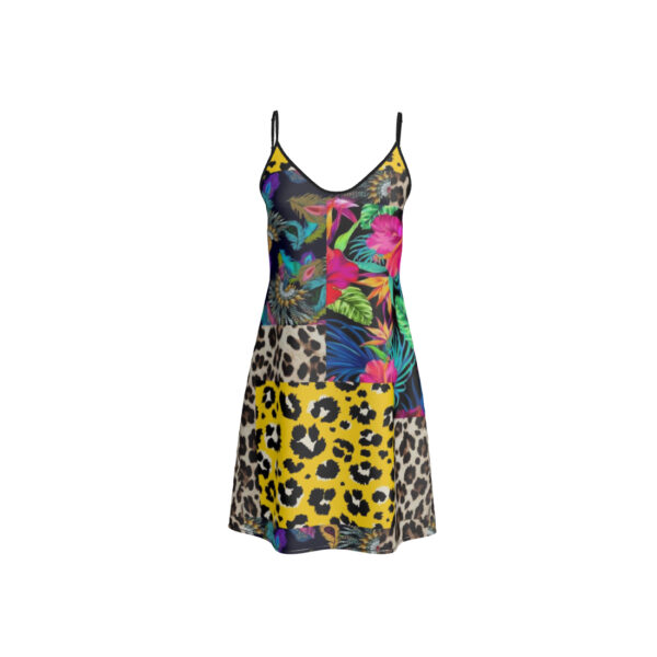 Short Silk Slip Dress | Leopard Print Floral
