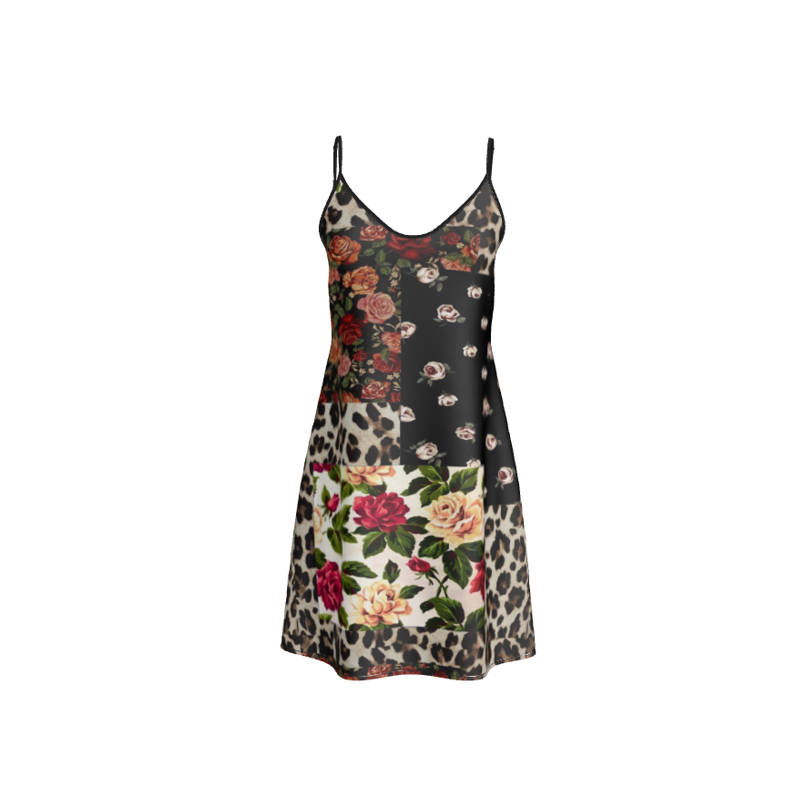Short Silk Slip Dress | Leopard Print Floral
