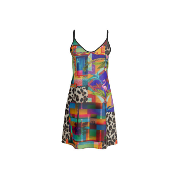 Short Silk Slip Dress | Colorful Leopard Print