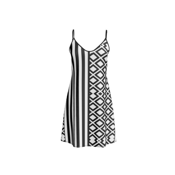 Short Silk Slip Dress | Black White Striped