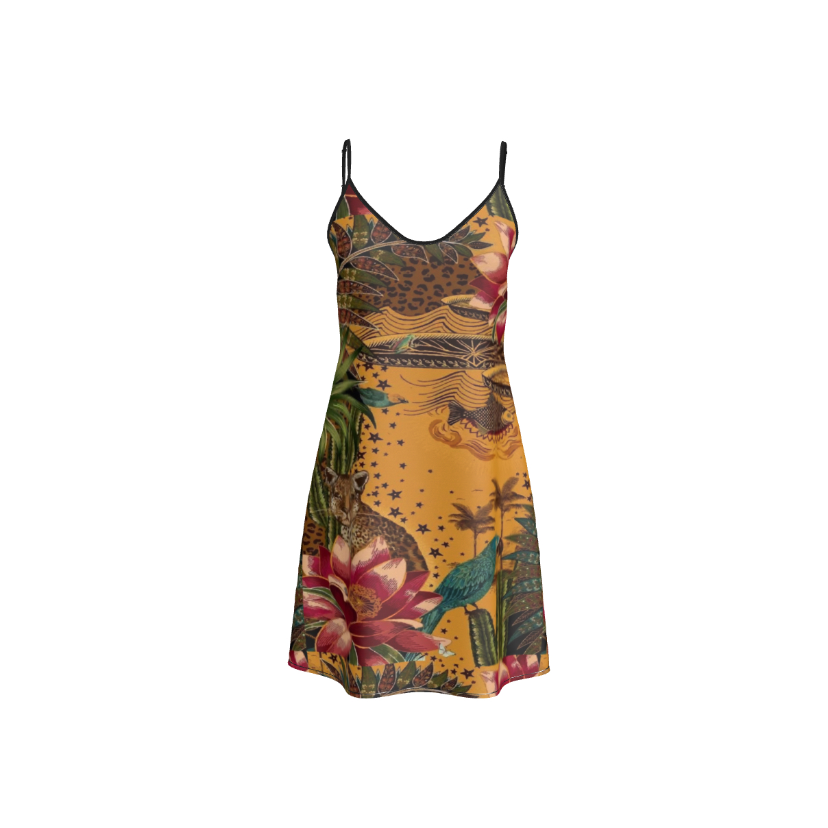 Short Silk Slip Dress | Orange Floral