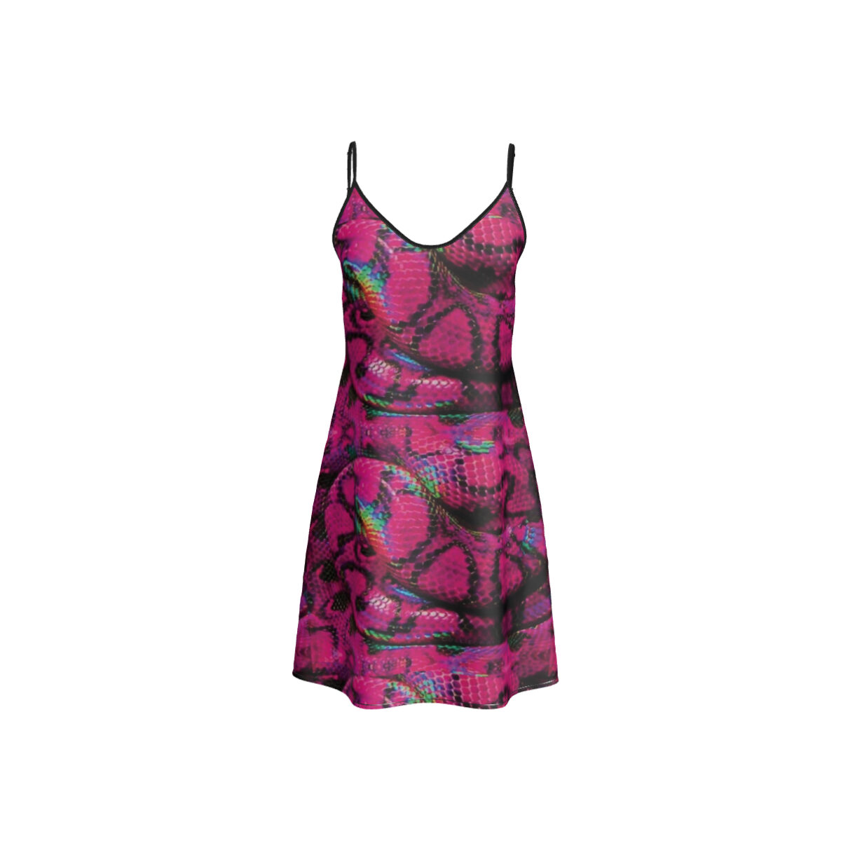 Short Silk Slip Dress | Pink Purple Snake