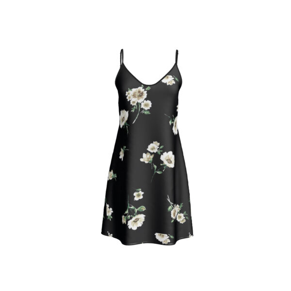 Short Silk Slip Dress | Black Floral