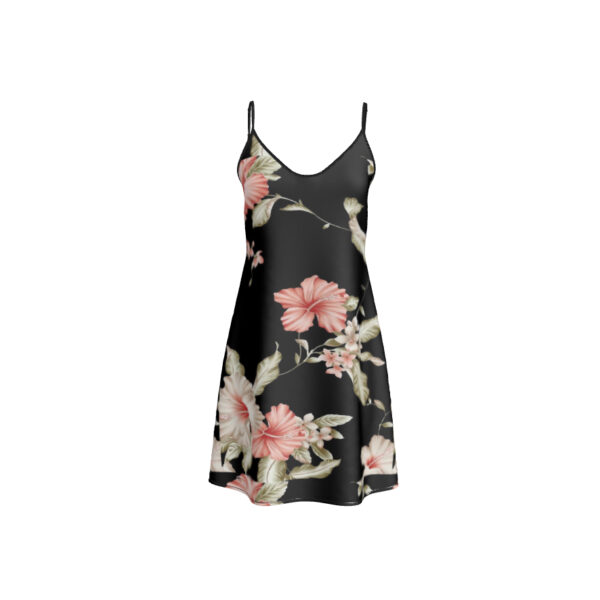 Short Silk Slip Dress | Black Floral
