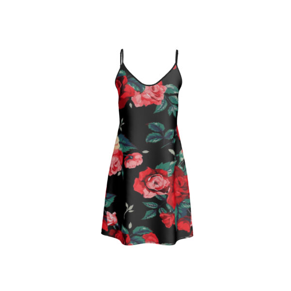 Short Silk Slip Dress | Black Floral