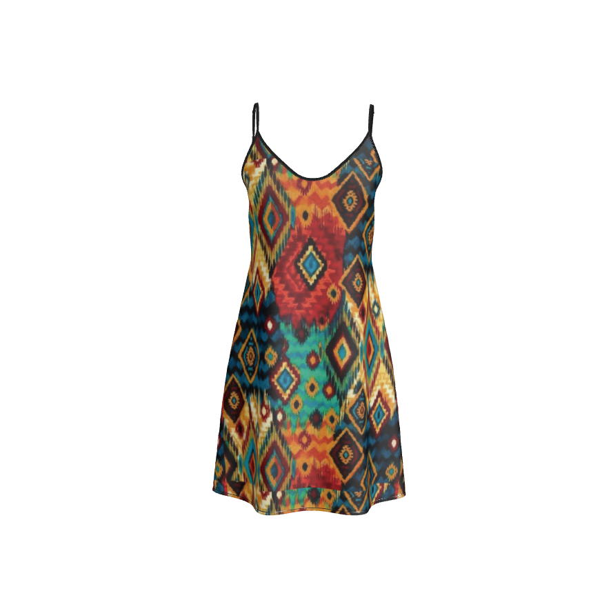 Short Silk Slip Dress | Colorful Mosaic