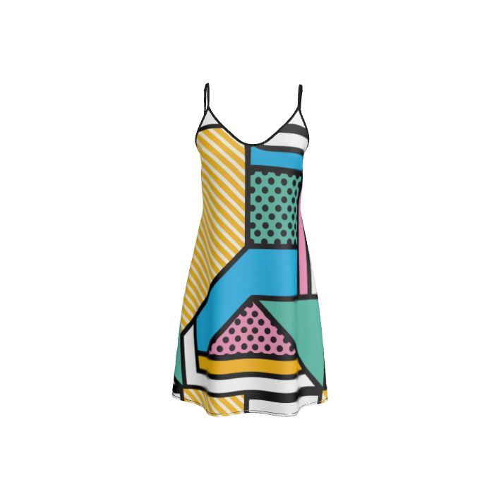 Short Silk Slip Dress | Colorful Geometry