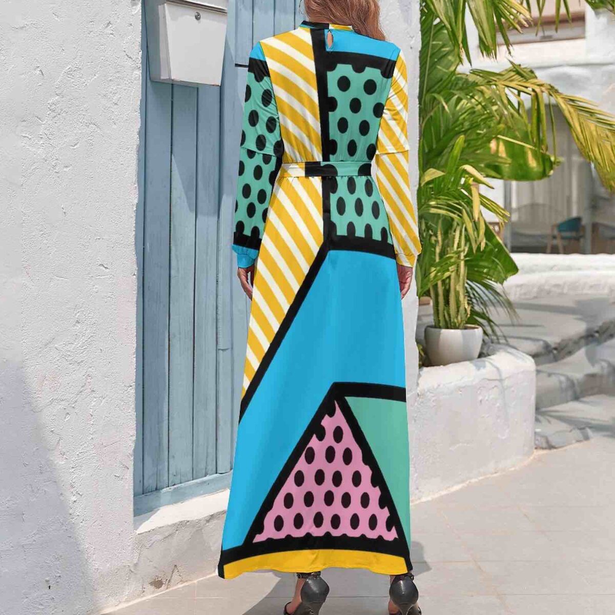 Long Sleeve High Neck Dress - Image 2