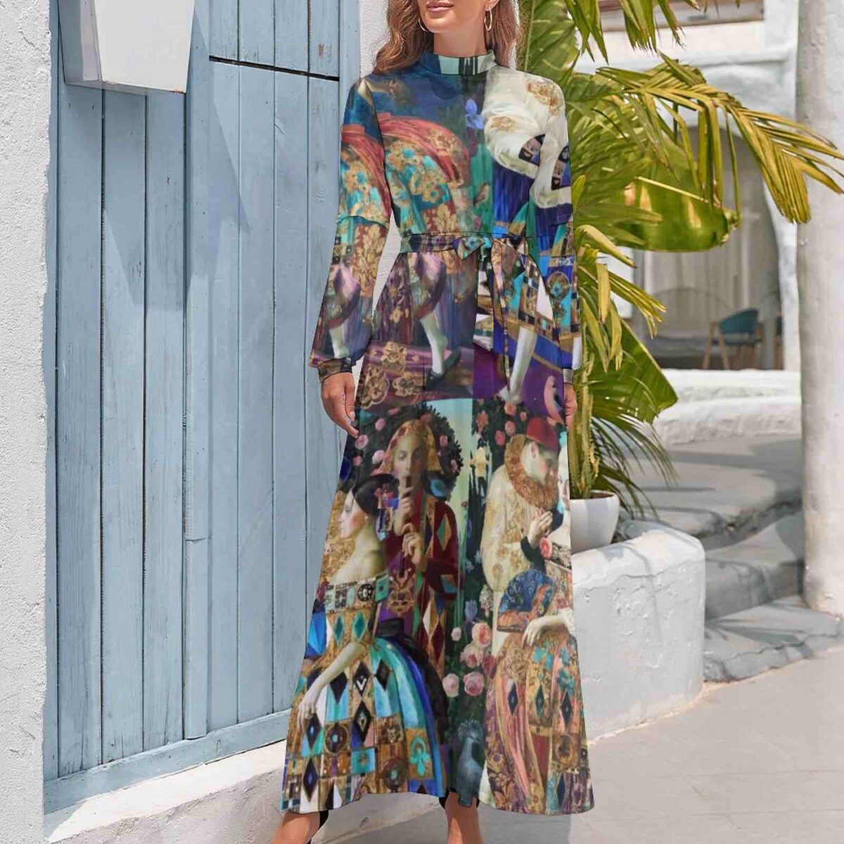 Long Sleeve High Neck Dress - Image 2