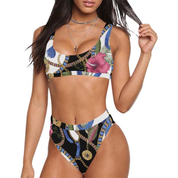 Sport Top & High Waist Bikini Bottoms