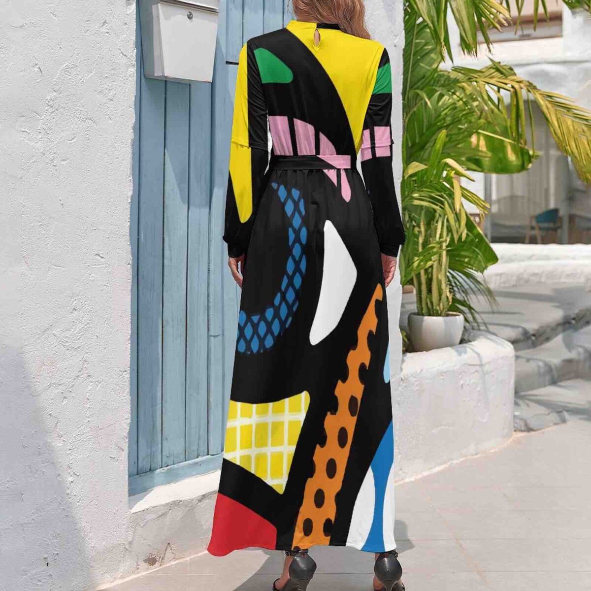 Long Sleeve High Neck Dress - Image 2
