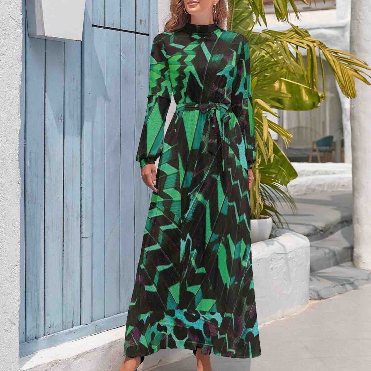 Long Sleeve High Neck Dress - Image 2