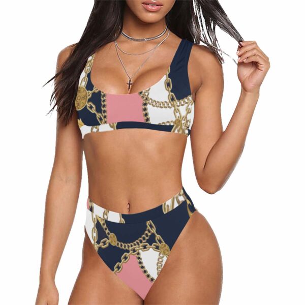 Sport Top & High Waist Bikini Bottoms