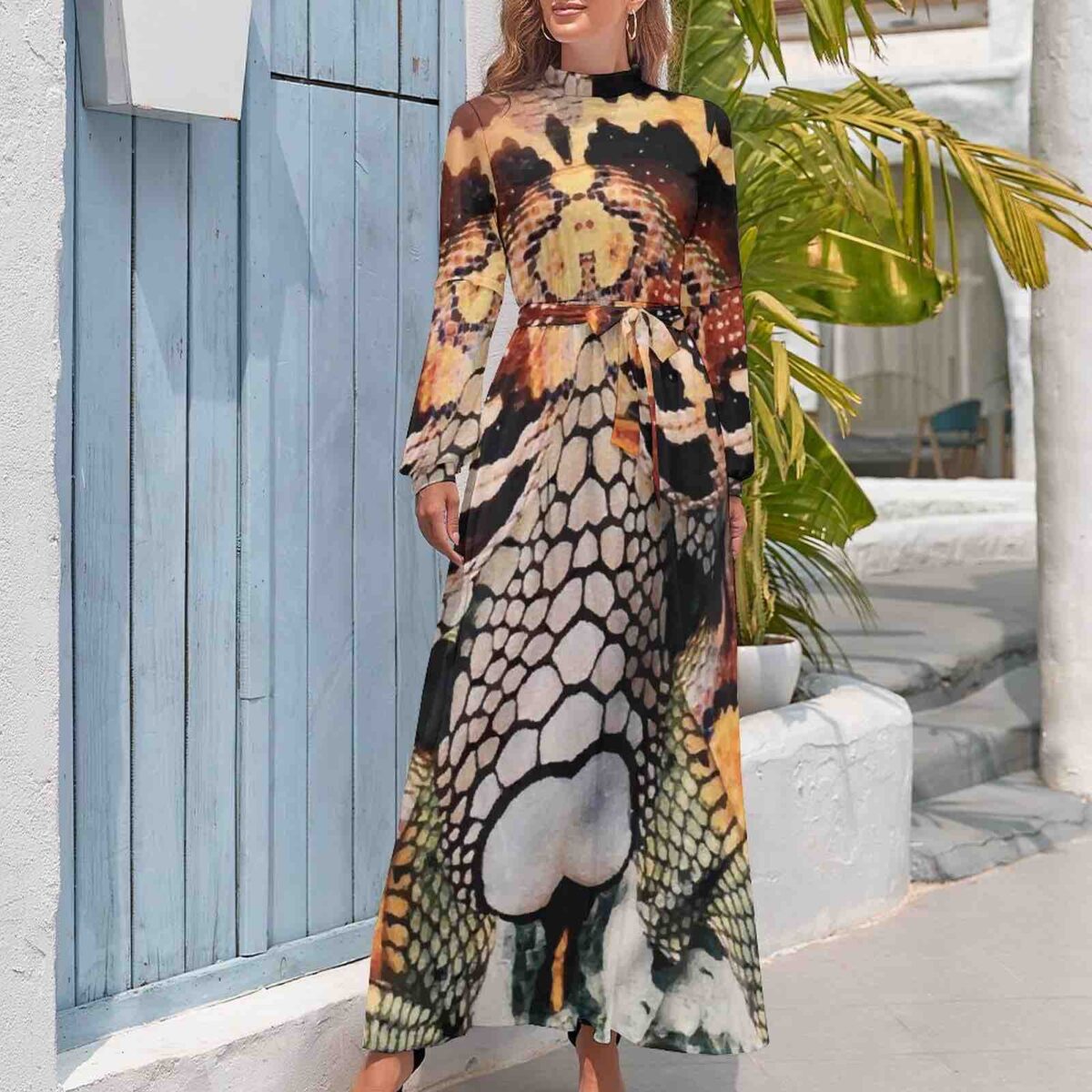 Long Sleeve High Neck Dress - Image 3