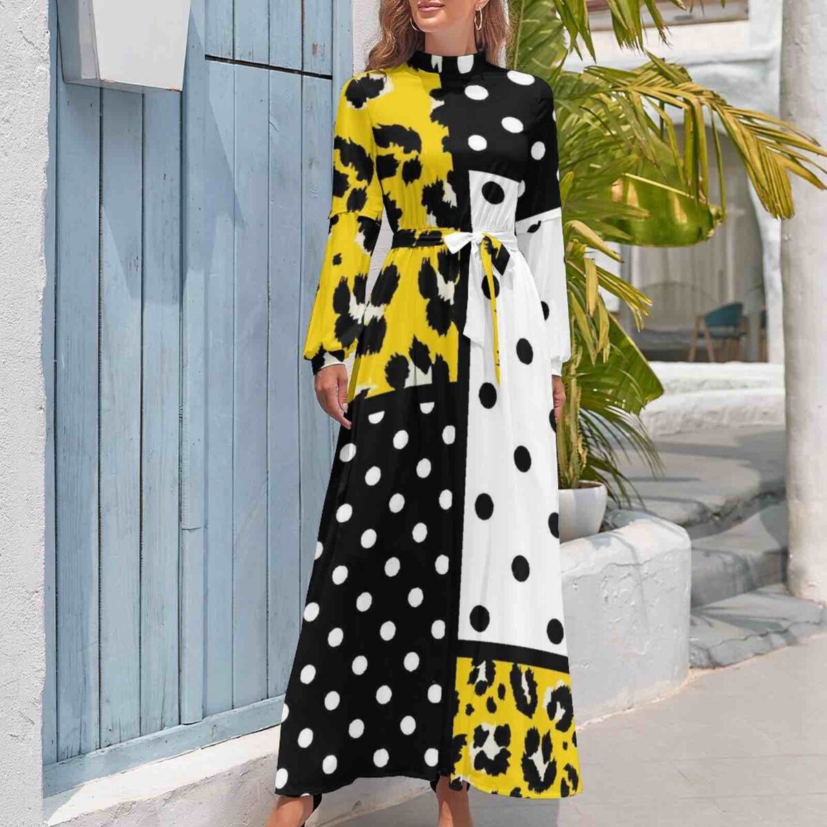 Long Sleeve High Neck Dress - Image 3