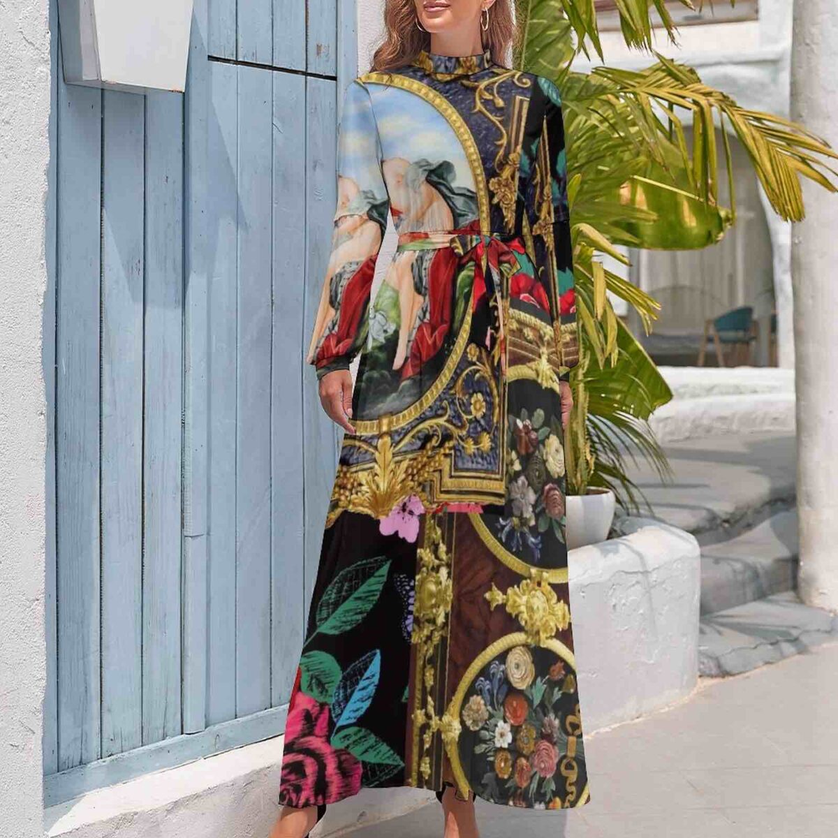 Long Sleeve High Neck Dress - Image 3