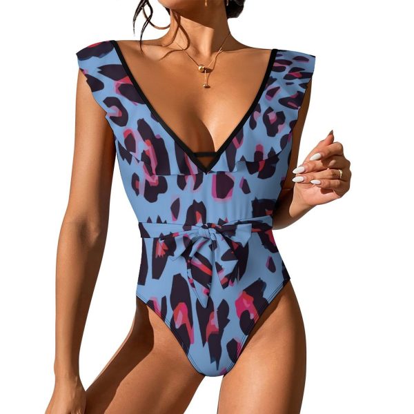 Waist Tie Deep V One Piece Swimsuit