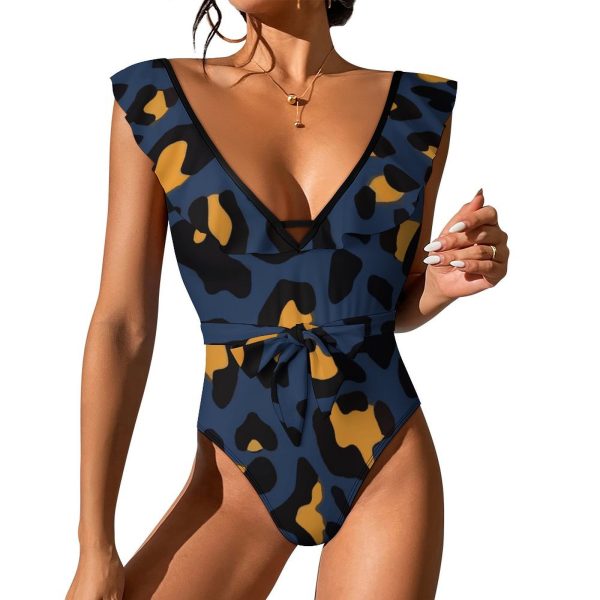 Waist Tie Deep V One Piece Swimsuit